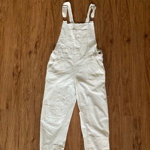 Free People white patch overalls